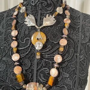 Silver and Brown Beaded Necklace